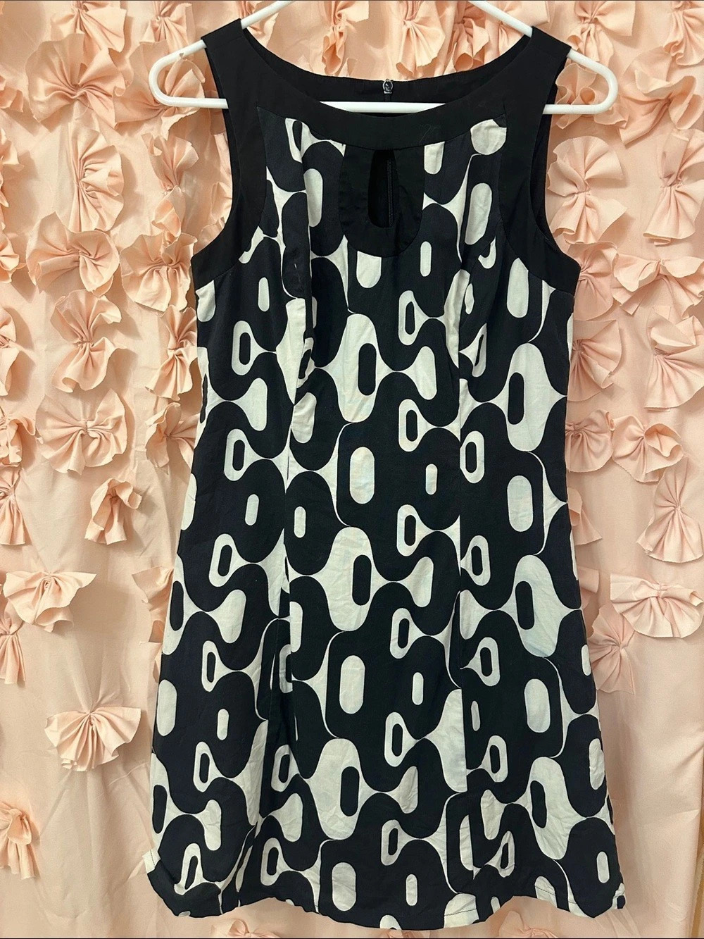 Mica Abstract Mini Dress Black & Cream Size 4 Vintage